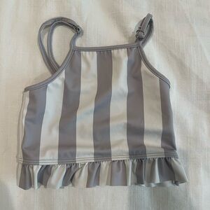 Kortni Jeane Light Gray and Cream Baby Swimsuit